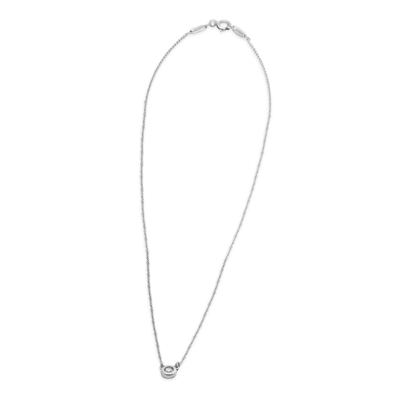 Tiffany & Co. Sterling Silver Diamond Solitaire Necklace
