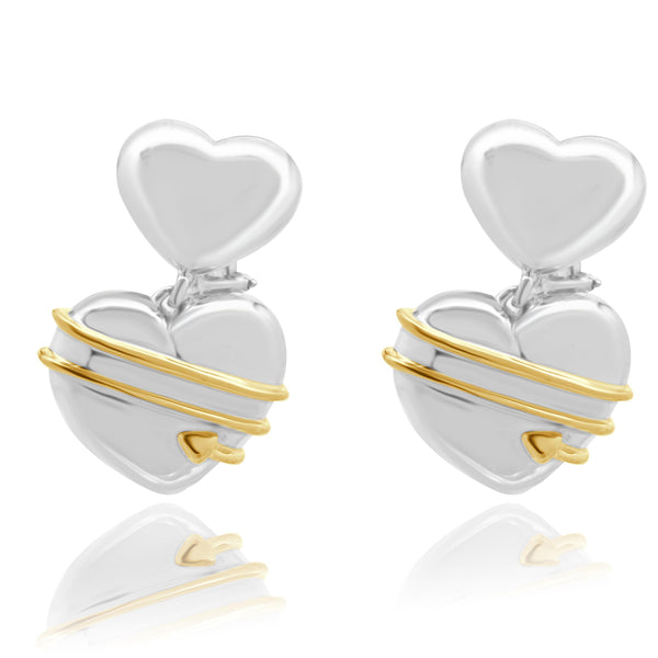 Tiffany & Co. Sterling Silver & 18 Karat Yellow Gold Heart & Arrow Earrings