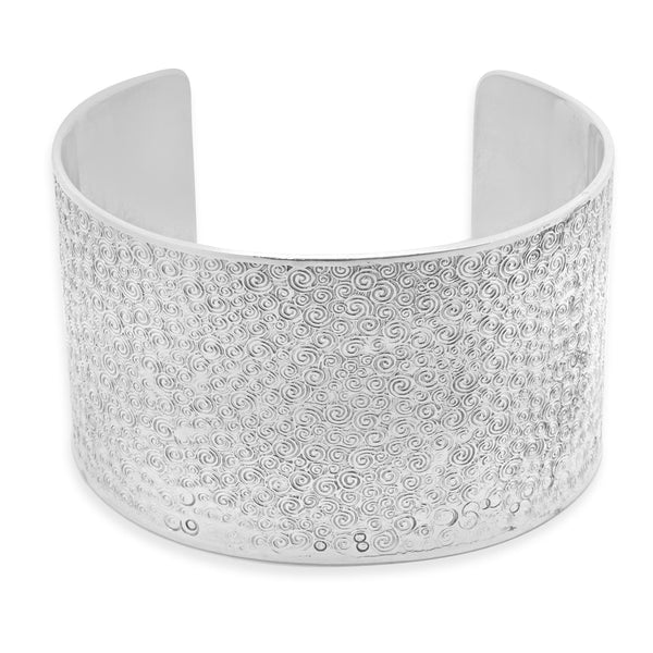 Tiffany & Co. Sterling Silver Texted Wide Cuff Bracelet
