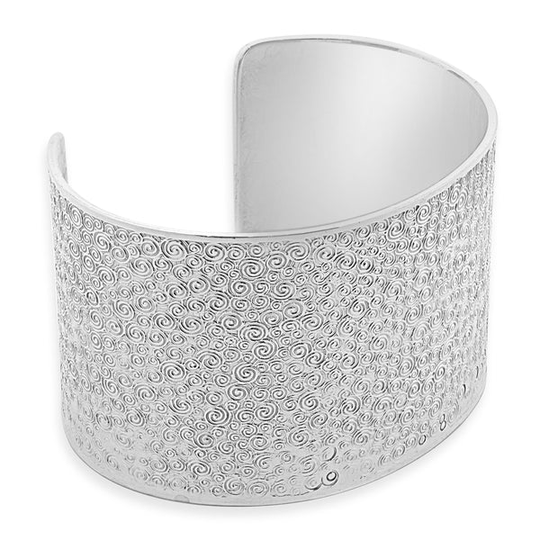 Tiffany & Co. Sterling Silver Texted Wide Cuff Bracelet