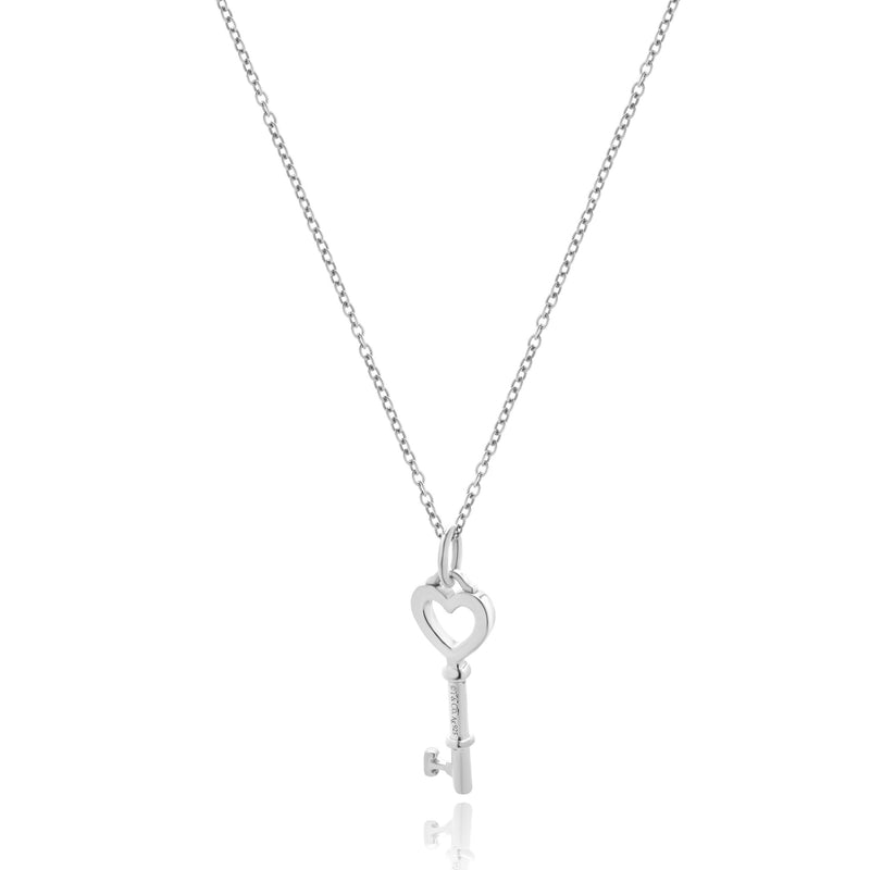 Tiffany & Co. Sterling Silver Open Heart Key Necklace