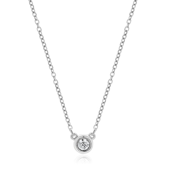 Tiffany & Co. Elsa Peretti Sterling Silver Diamond Solitaire Necklace