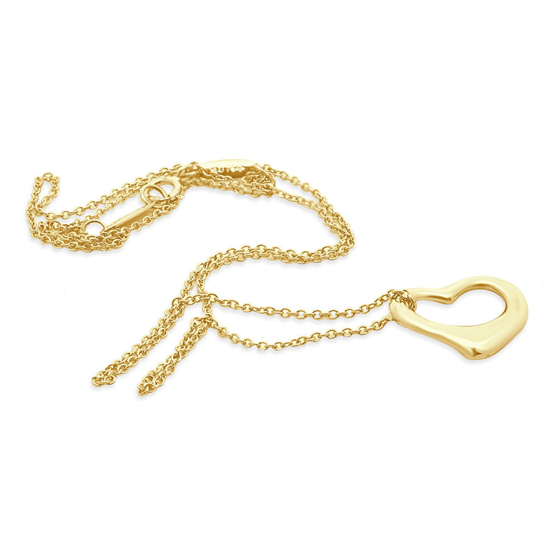 Tiffany & Co. Elsa Peretti 18 Karat Yellow Gold Open Heart Necklace