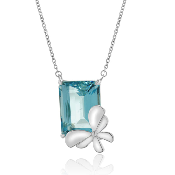 Tiffany & Co. Sterling Silver/18K White Gold Blue Topaz Butterfly Necklace