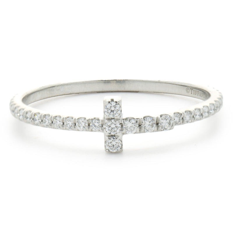 Tiffany & Co. 18 Karat White Gold Diamond T Eternity Ring