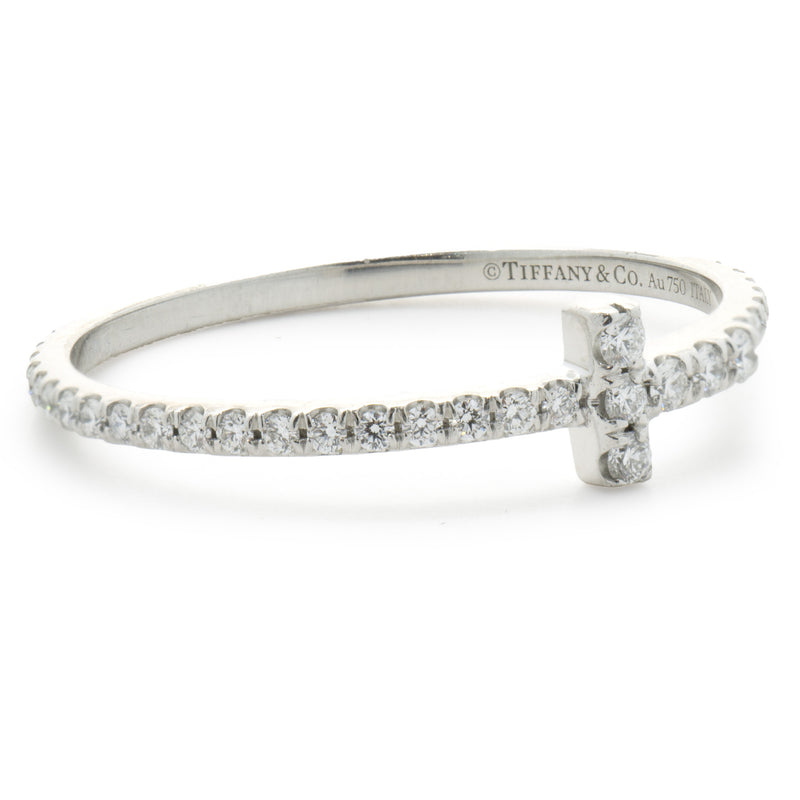 Tiffany & Co. 18 Karat White Gold Diamond T Eternity Ring