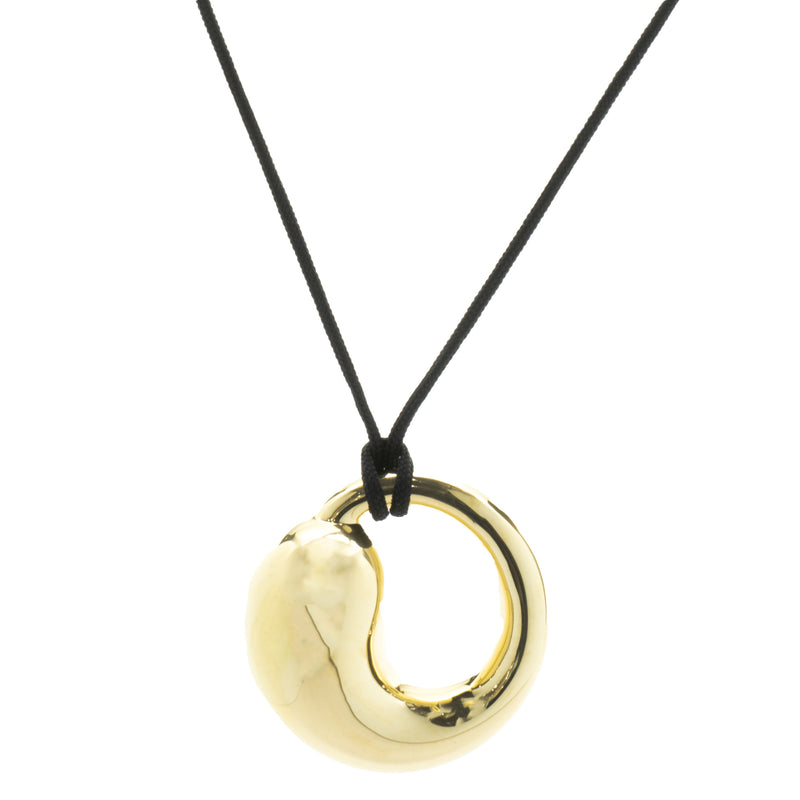 Tiffany & Co. Elsa Peretti 18 Karat Yellow Gold 35MM Eternal Circle Necklace on Silk Cord