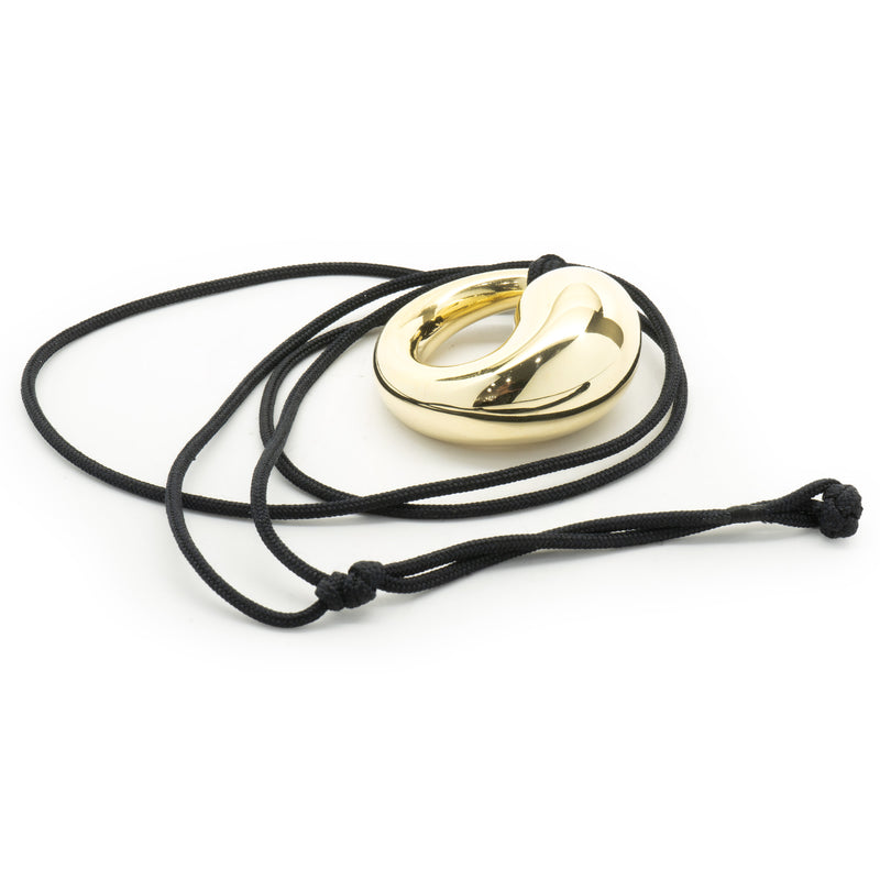 Tiffany & Co. Elsa Peretti 18 Karat Yellow Gold 35MM Eternal Circle Necklace on Silk Cord