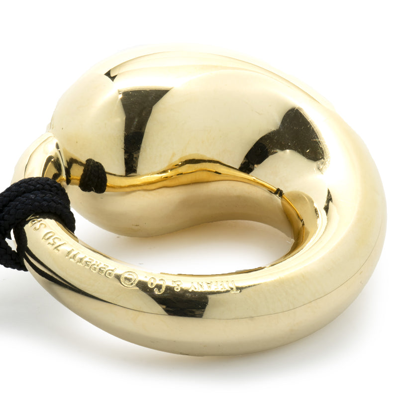 Tiffany & Co. Elsa Peretti 18 Karat Yellow Gold 35MM Eternal Circle Necklace on Silk Cord