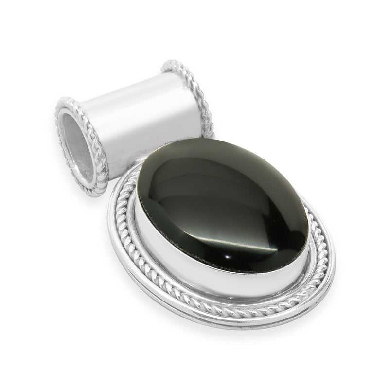 Sterling Silver Oval Black Onyx Pendant