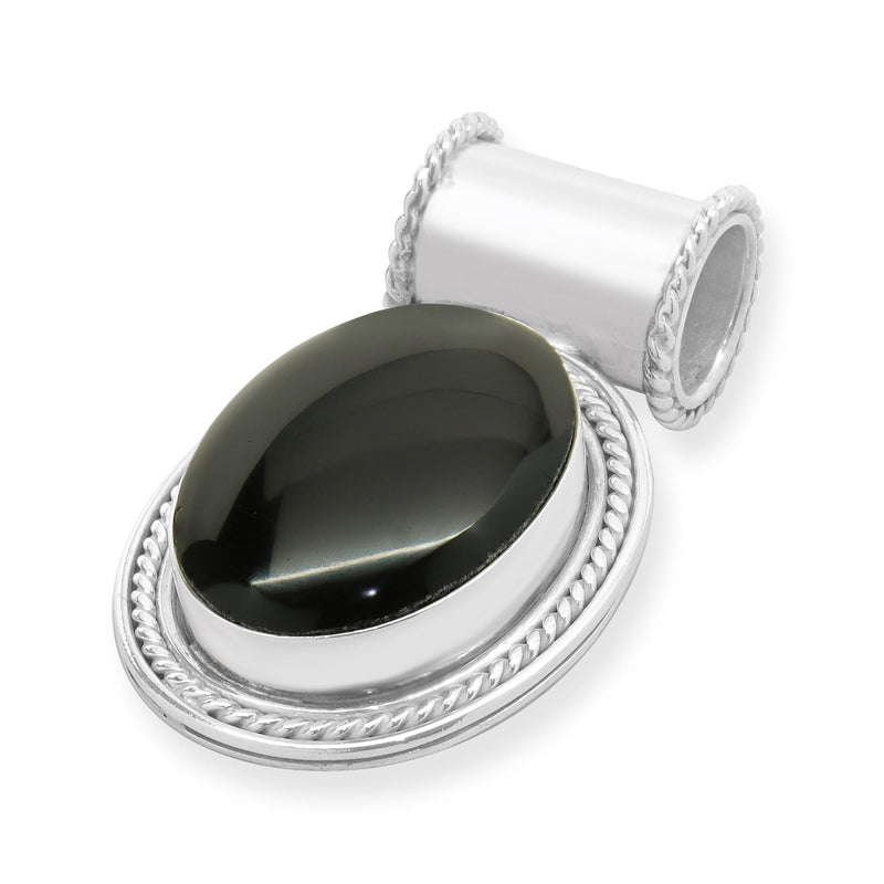 Sterling Silver Oval Black Onyx Pendant