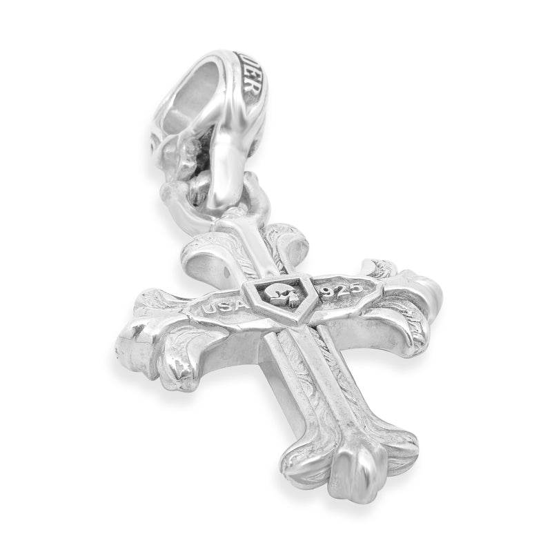 Nightrider Sterling Silver Skull/Cross Pendant with Red Garnet
