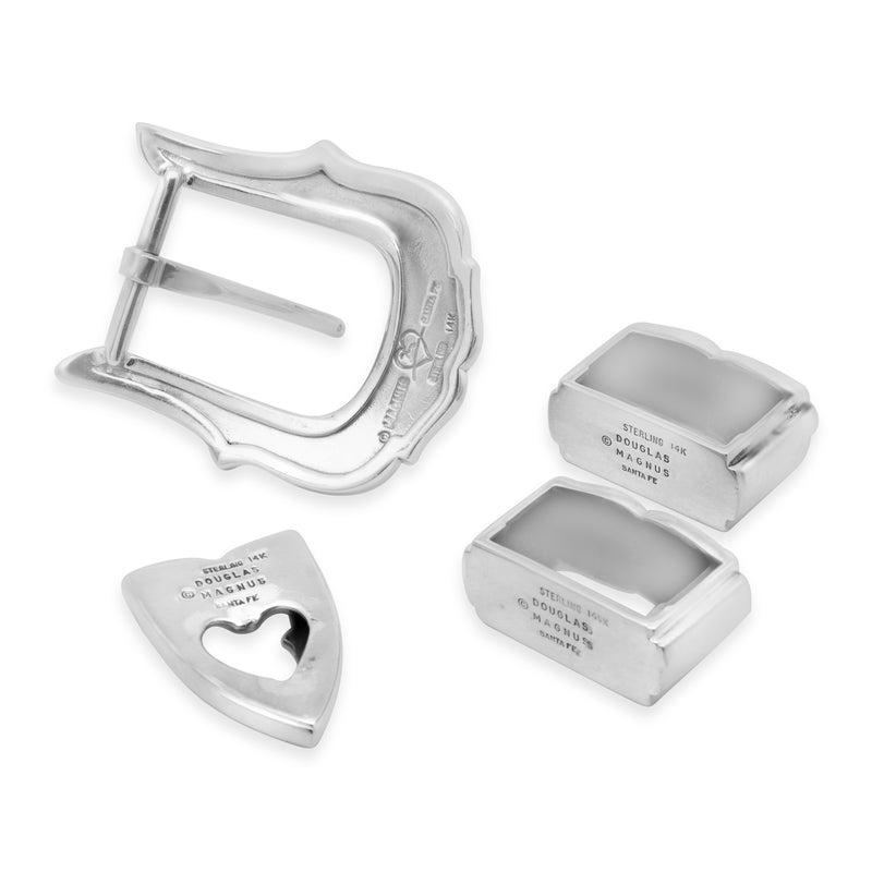 14K Yellow Gold & Sterling Silver Hand Carved Belt Buckle