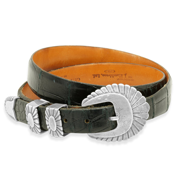 J. Hambleton Sterling Silver Belt w/ Genuine Alligator