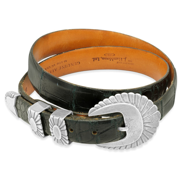 J. Hambleton Sterling Silver Belt w/ Genuine Alligator