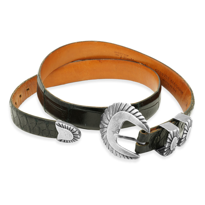 J. Hambleton Sterling Silver Belt w/ Genuine Alligator
