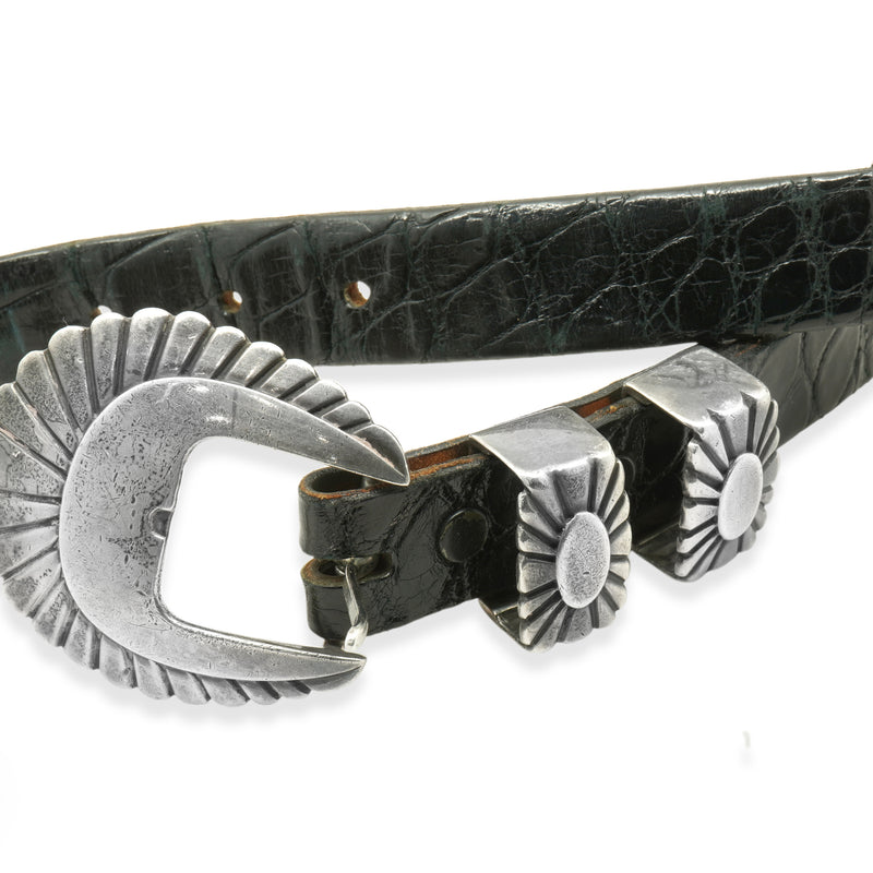 J. Hambleton Sterling Silver Belt w/ Genuine Alligator