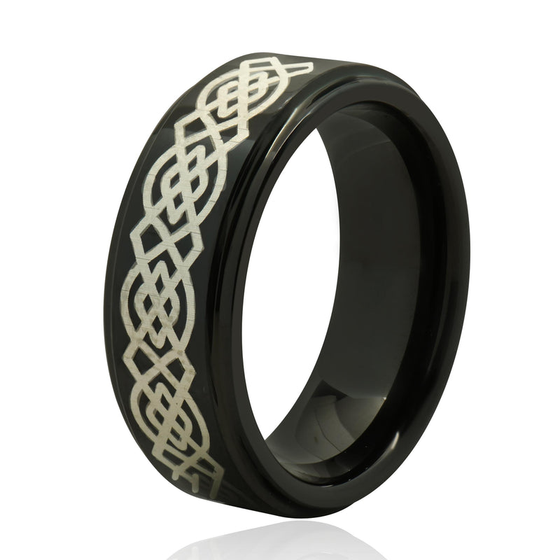 Black 8MM Tungsten Celtic Knot Ring