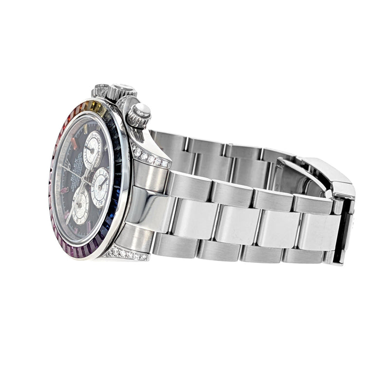 Rolex Cosmograph Daytona 40mm Stainless Steel Custom Rainbow Sapphire 116520
