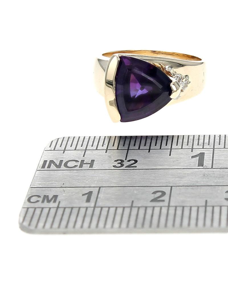 Amethyst and Diamond Accent Ring in Yellow Gold