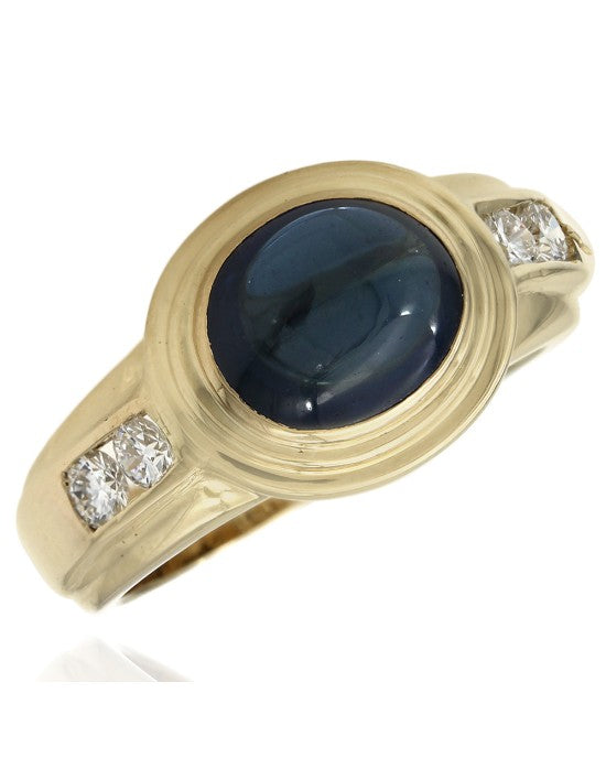 Sapphire Cabo and Diamond Ring in Yellow Gold