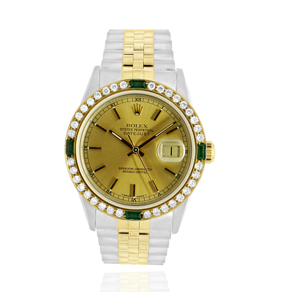 Rolex 18K Yellow Gold and Stainless Steel Datejust 36, Custom Bezel