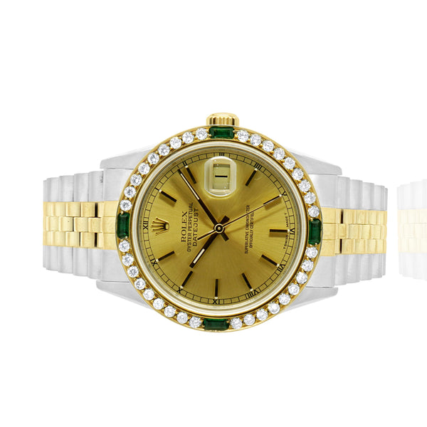 Rolex 18K Yellow Gold and Stainless Steel Datejust 36, Custom Bezel
