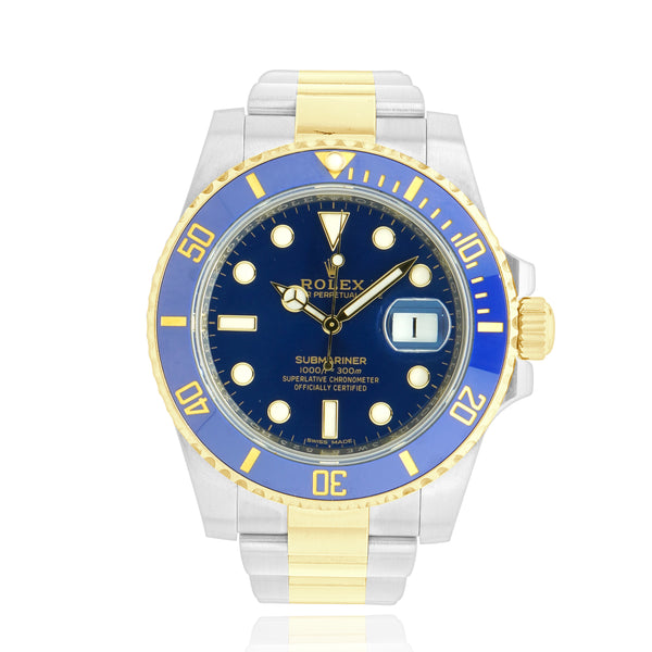 Rolex Stainless Steel & 18 Karat Yellow Gold Submariner Blue/Blue 40