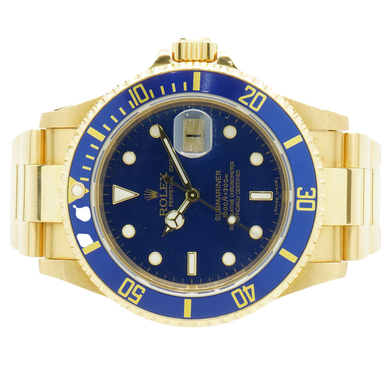 Rolex 18 Karat Yellow Gold Submariner Blue / Blue 40MM