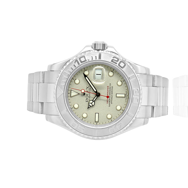 Rolex Stainless Steel Platinum Bezel Yachtmaster 40