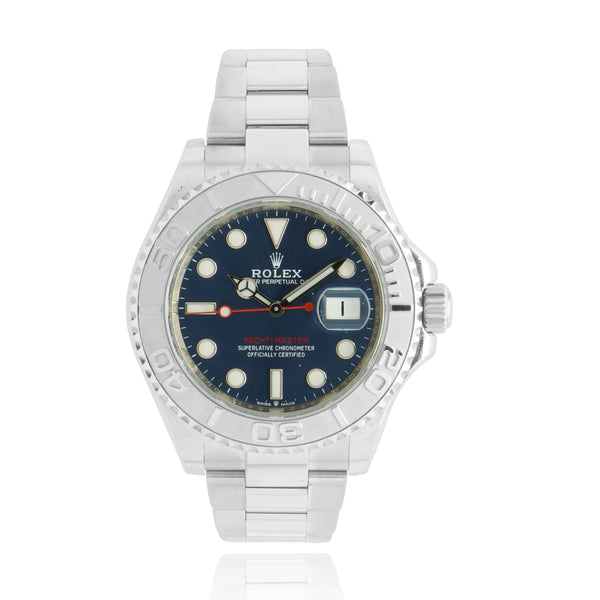 Rolex Stainless Steel Platinum Bezel Yachtmaster 40