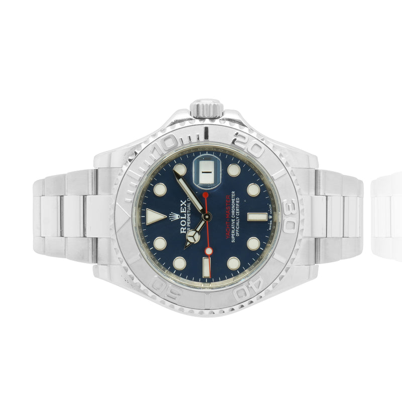 Rolex Stainless Steel Platinum Bezel Yachtmaster 40