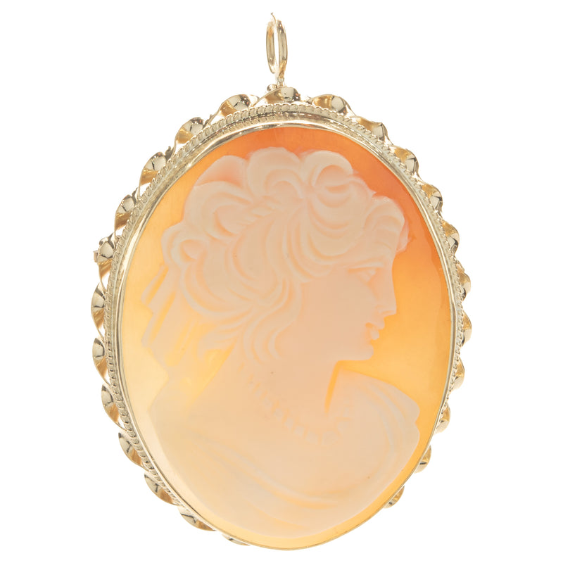 14 Karat Yellow Gold Vintage Framed Cameo Pin