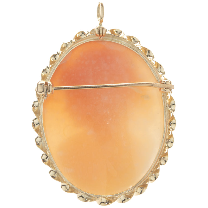 14 Karat Yellow Gold Vintage Framed Cameo Pin