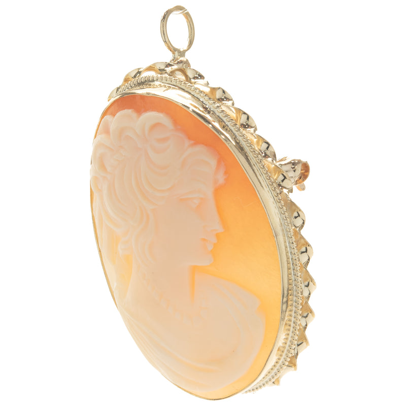 14 Karat Yellow Gold Vintage Framed Cameo Pin