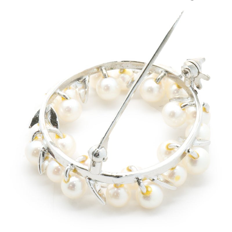 Sterling Silver Pearl Wreath Pin