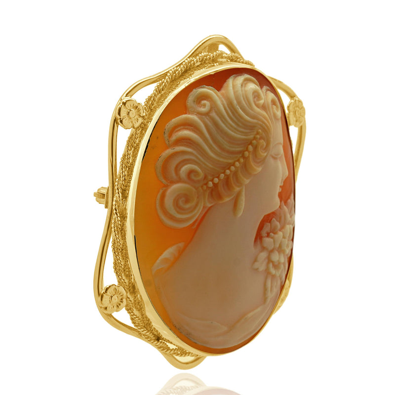 10 Karat Yellow Gold Vintage Cameo Pin