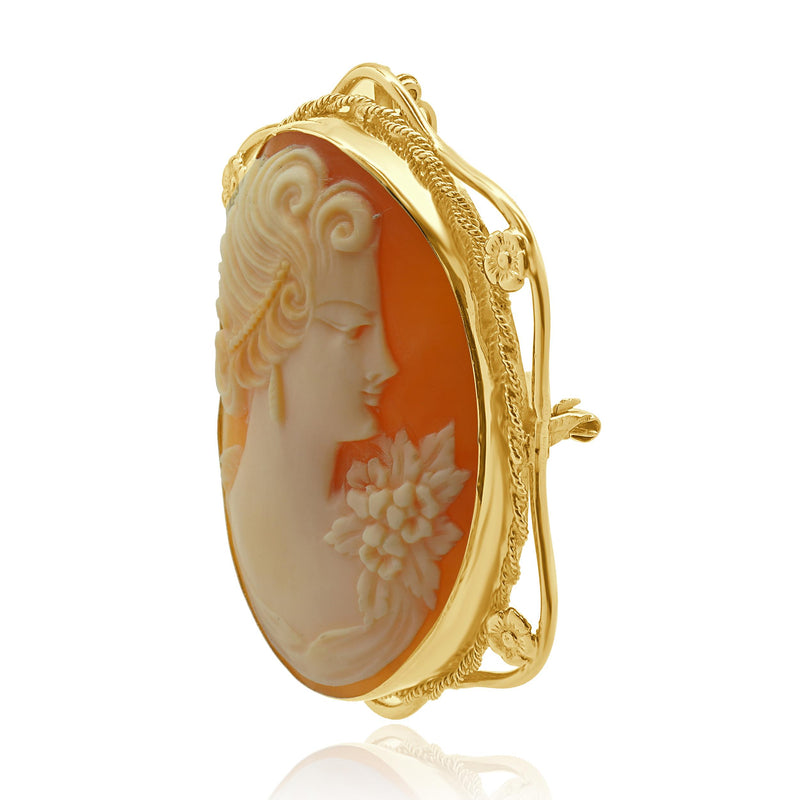 10 Karat Yellow Gold Vintage Cameo Pin