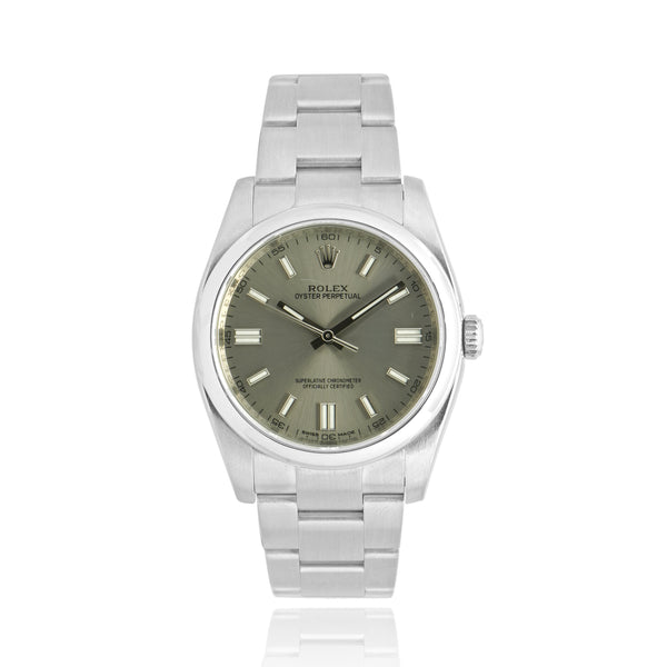 Rolex Stainless Steel Oyster Perpetual 36mm Silver Stick Dial