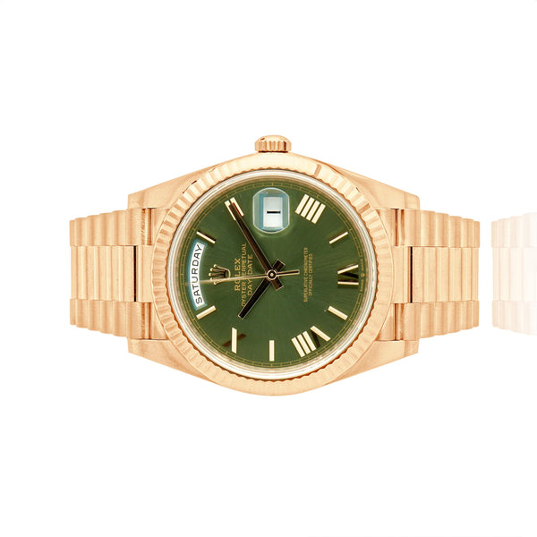Rolex 18K Rose Gold President Day-Date “Olive” 40mm