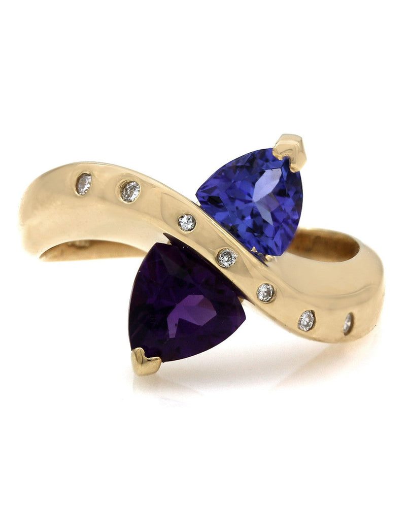 Tanzanite & Amethyst Ring with Diamond Accents
