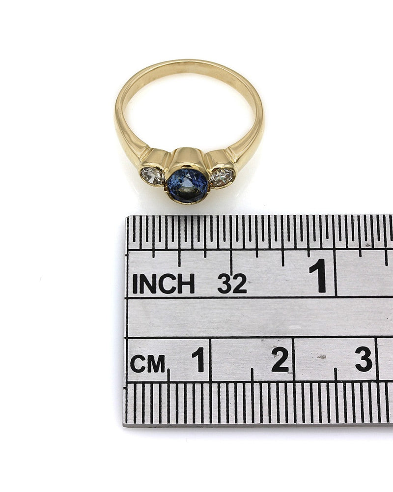 Sapphire and Diamond 3 Stone Ring