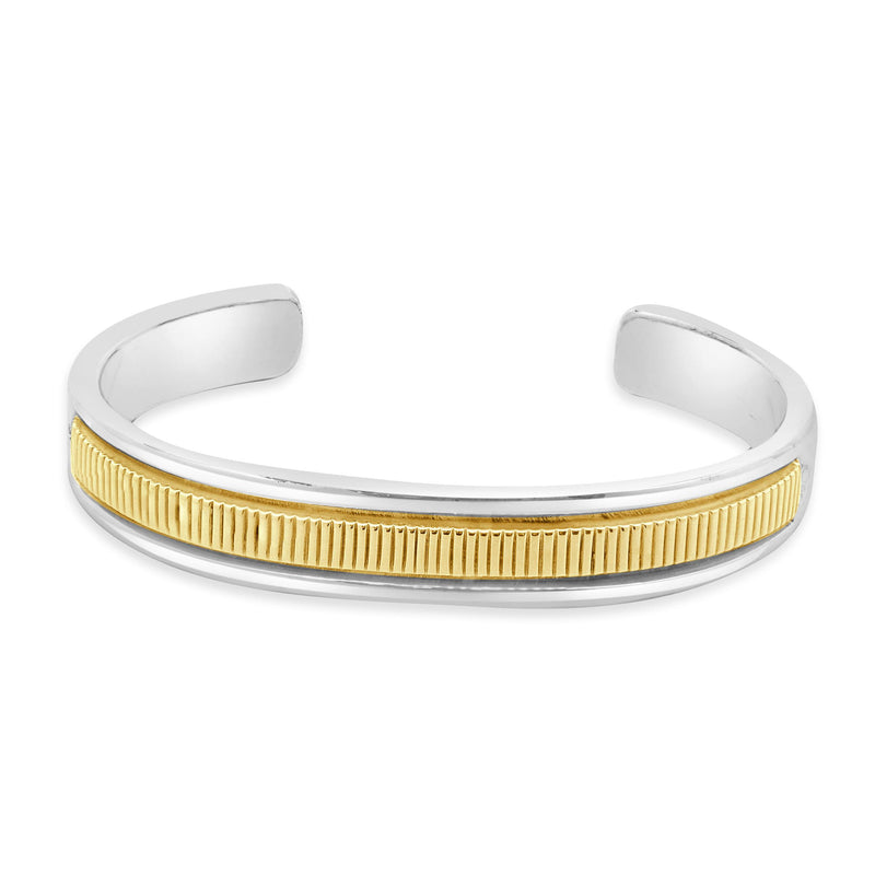 B. Morgan Native American Sterling Silver & 14 Karat Yellow Gold Cuff Bracelet