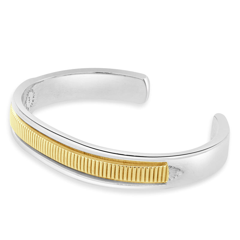 B. Morgan Native American Sterling Silver & 14 Karat Yellow Gold Cuff Bracelet