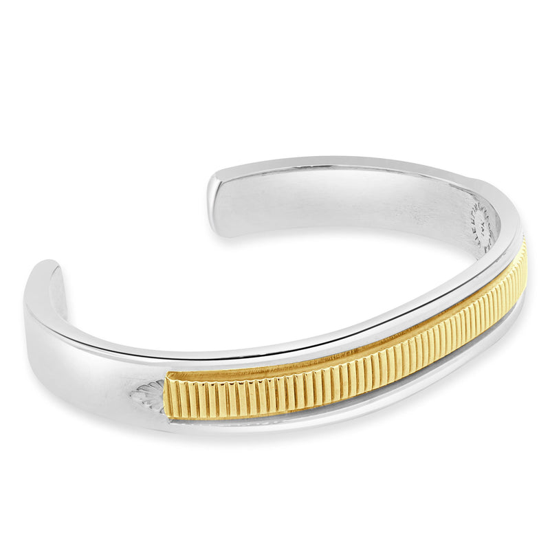 B. Morgan Native American Sterling Silver & 14 Karat Yellow Gold Cuff Bracelet