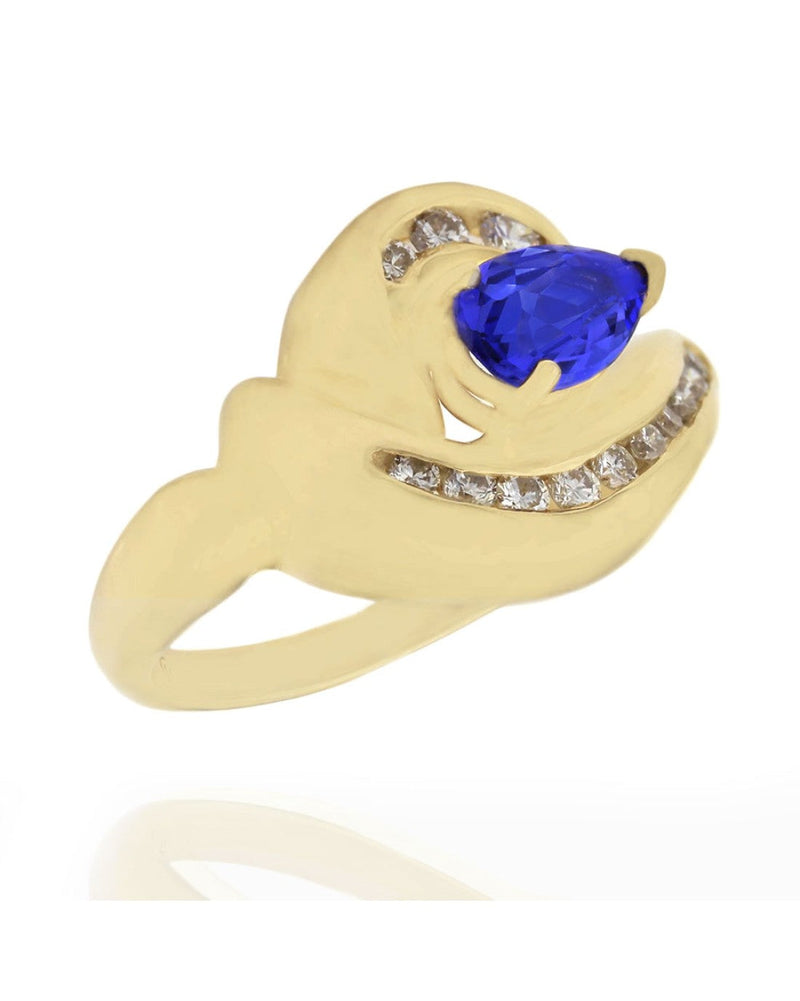 Pear Tanzanite and Diamond Bypass Ring