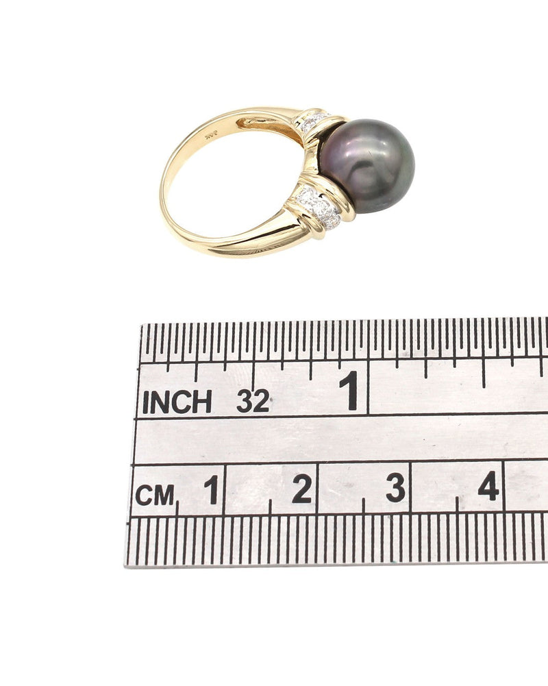 Tahitian Pearl and Diamond Accent Ring