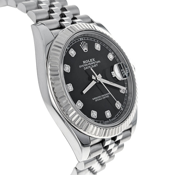 Rolex Datejust 41 Stainless Steel White Gold Diamonds 126334