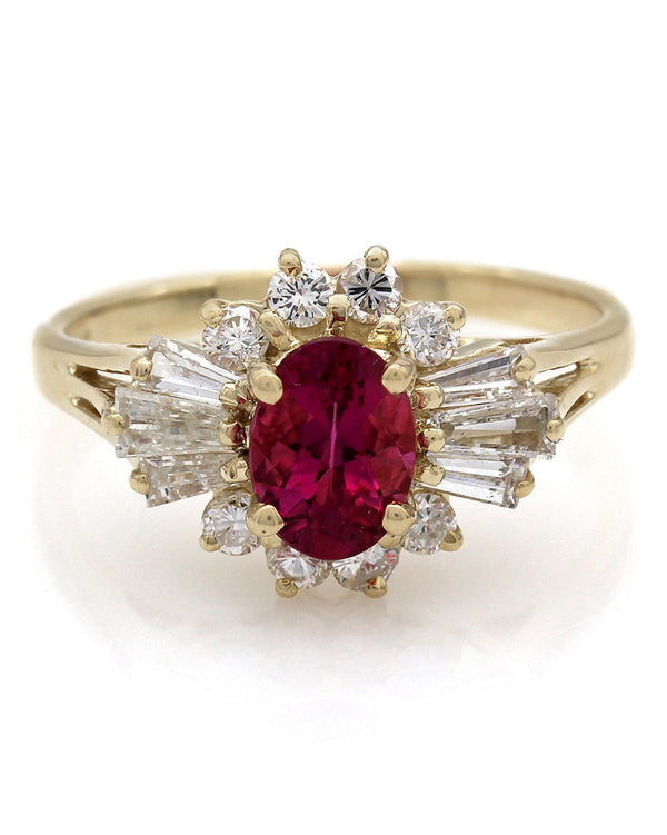 Pink Tourmaline and Diamond Ring in Gold