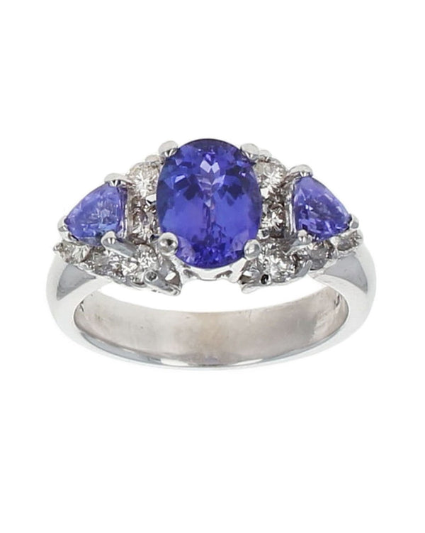 Oval and Trilliant Tanzanite and Diamond Ring